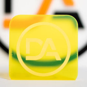 Yellow acrylic sheet with fluorescent glow and edge pop