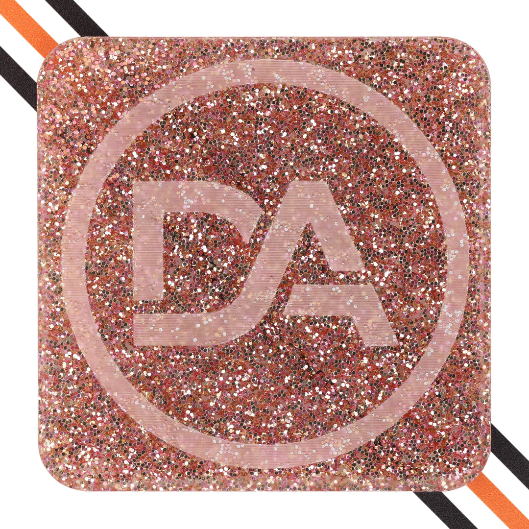 Rose gold glitter acrylic sheet with elegant sparkle and glossy finish