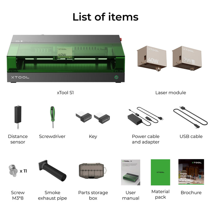 xTool S1 + 1064nm IR Laser Kit: Enclosed Diode Laser Engraver & Cutter