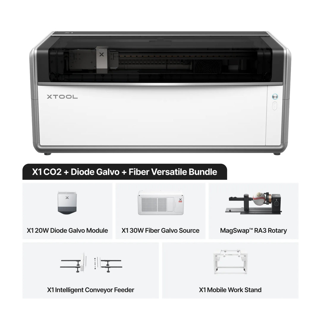 xtool x1 co2 + diode galvo + fiber versatile bundle
