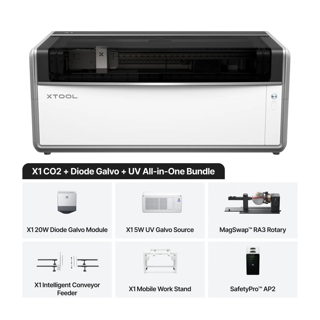 xtool x1 co2 + diode galvo + uv all-in-one bundle
