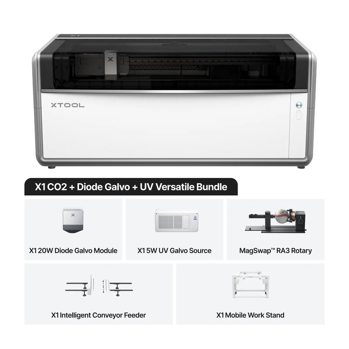xtool x1 co2 + diode galvo + uv versatile bundle